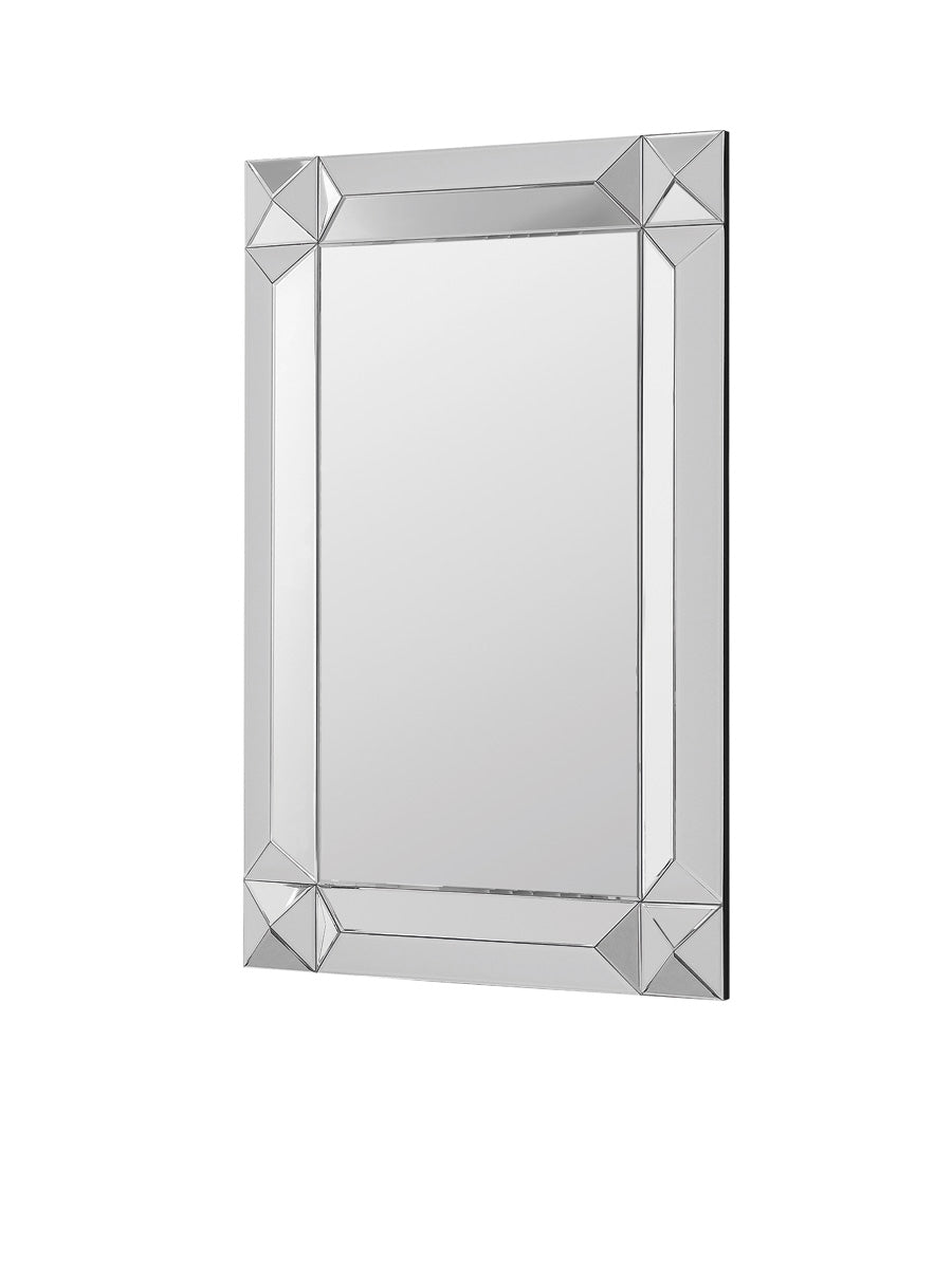 Specchiera rettangolare in legno argento con specchi stile moderno cm 80x120h