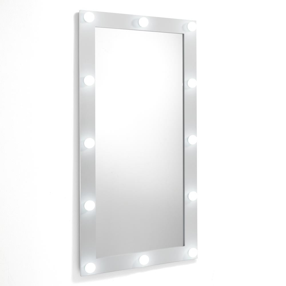 Specchio da parete rettangolare con luci led su cornice stile vintage cm 60x5/40x120h - immagine 2