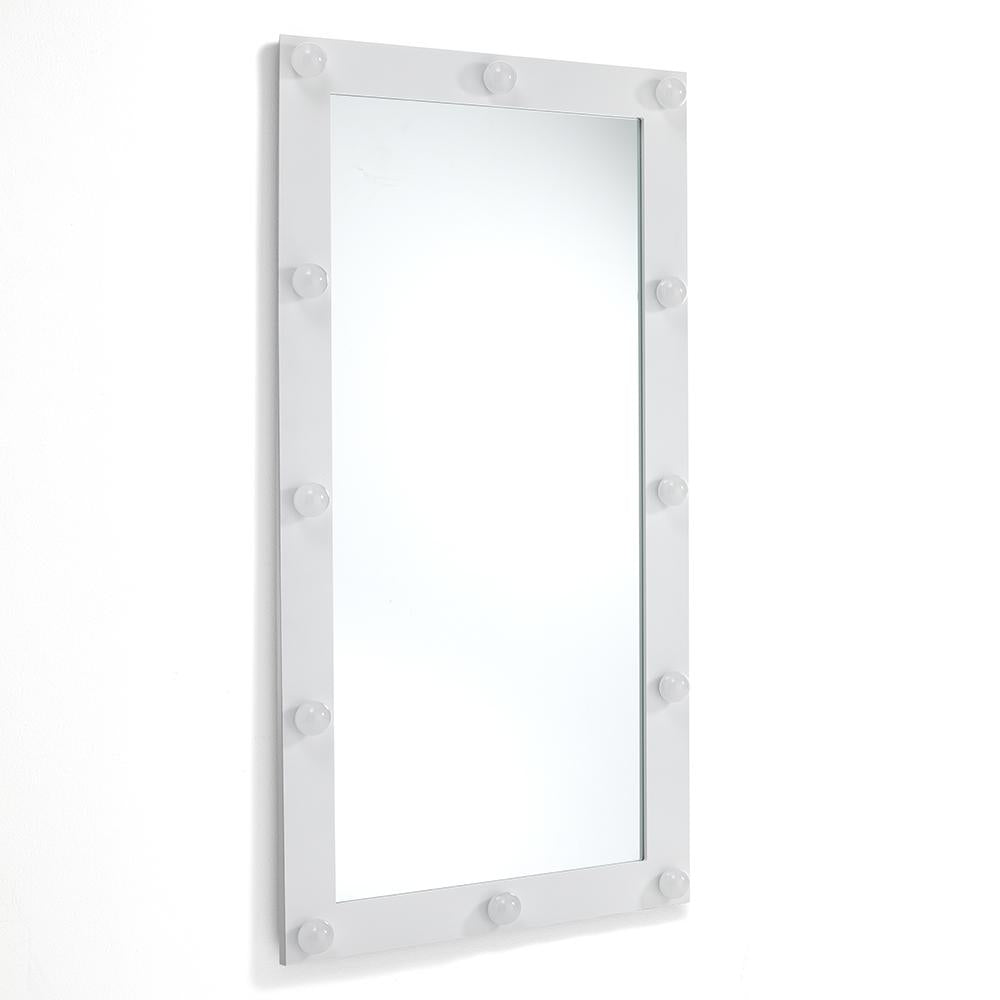 Specchio da parete rettangolare con luci led su cornice stile vintage cm 60x5/40x120h