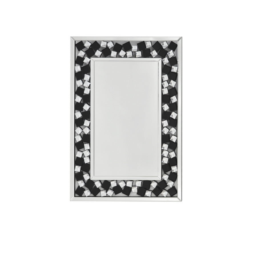 Specchio rettangolare cornice decorata nera e argento stile moderno cm 80x113h