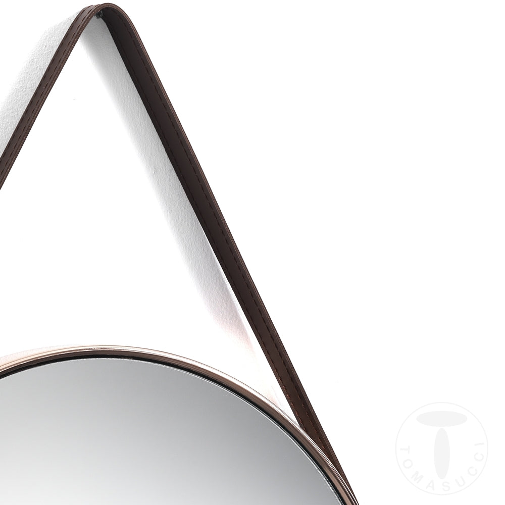 Specchio tondo da appendere cornice in acciaio finitura rame lucido cm Ø 42 - immagine 2