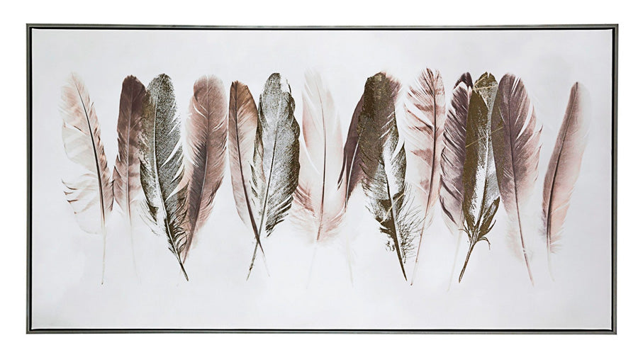 Quadro decorativo stampa su tela con piume design moderno cm 122x4x62h