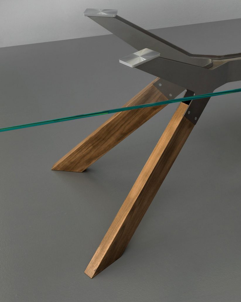 Steel fisso - Tavolo da pranzo moderno Eurosedia piano in legno o vetro cm 160x90x76h - vari colori - immagine 2