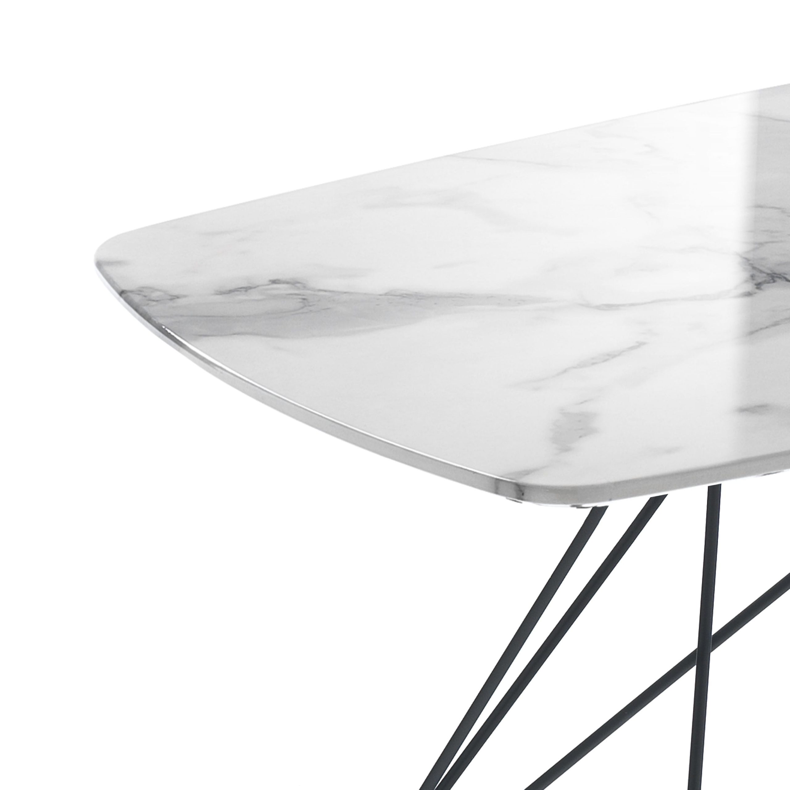 Tavolino basso da salotto piano in legno effetto marmo calacatta cm 100x50x49h - immagine 2