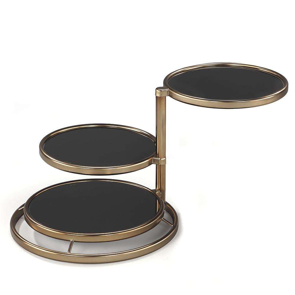 Tavolino basso con piani girevoli in vetro temperato e struttura in acciaio cm Ø 50x43h - immagine 2