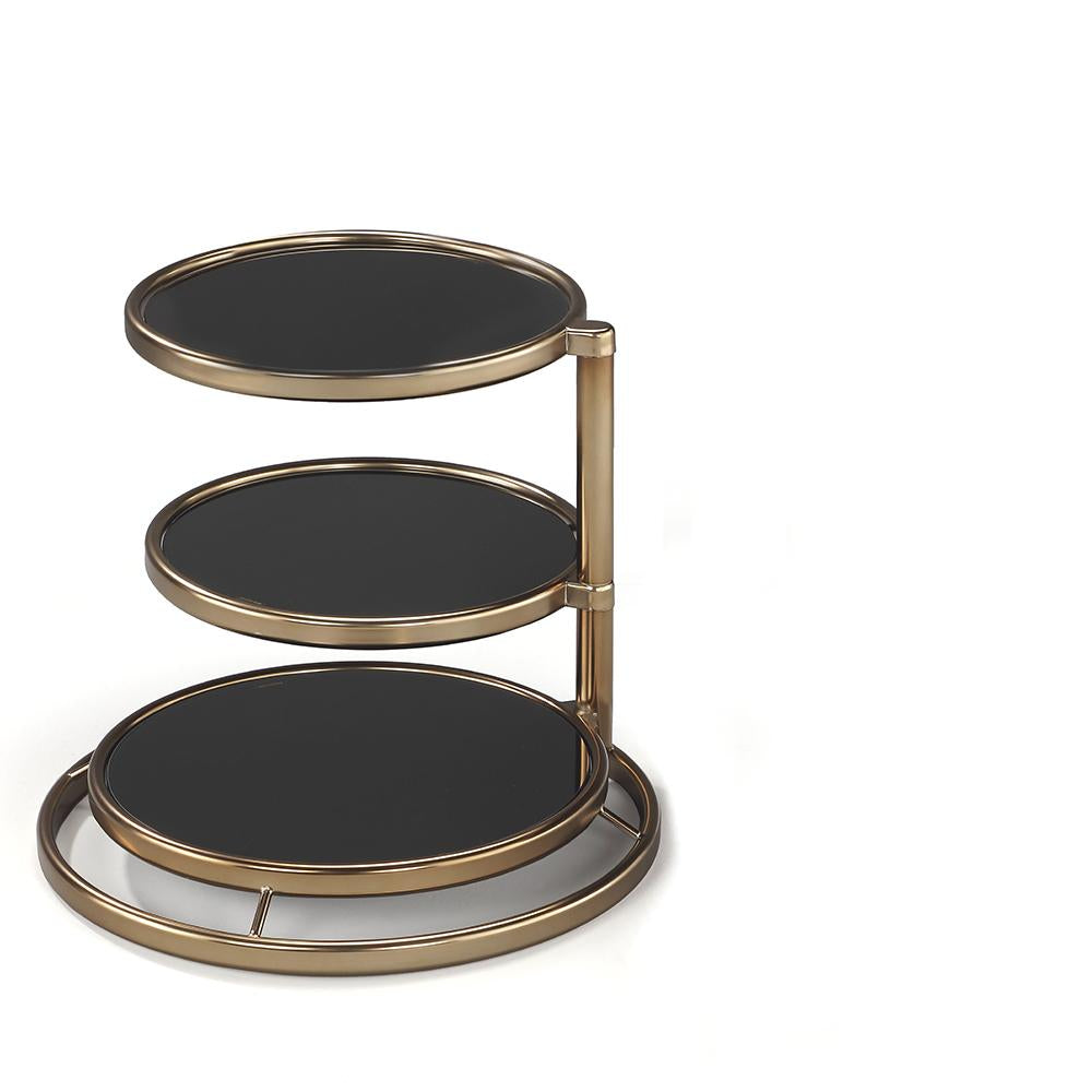 Tavolino basso con piani girevoli in vetro temperato e struttura in acciaio cm Ø 50x43h