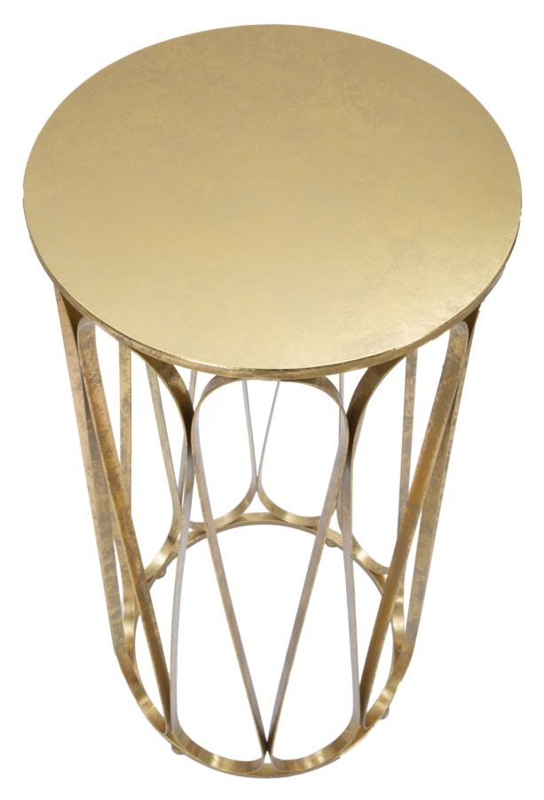 Colonnina tonda porta telefono in metallo colore oro effetto anticato cm Ø 37x81h - immagine 2