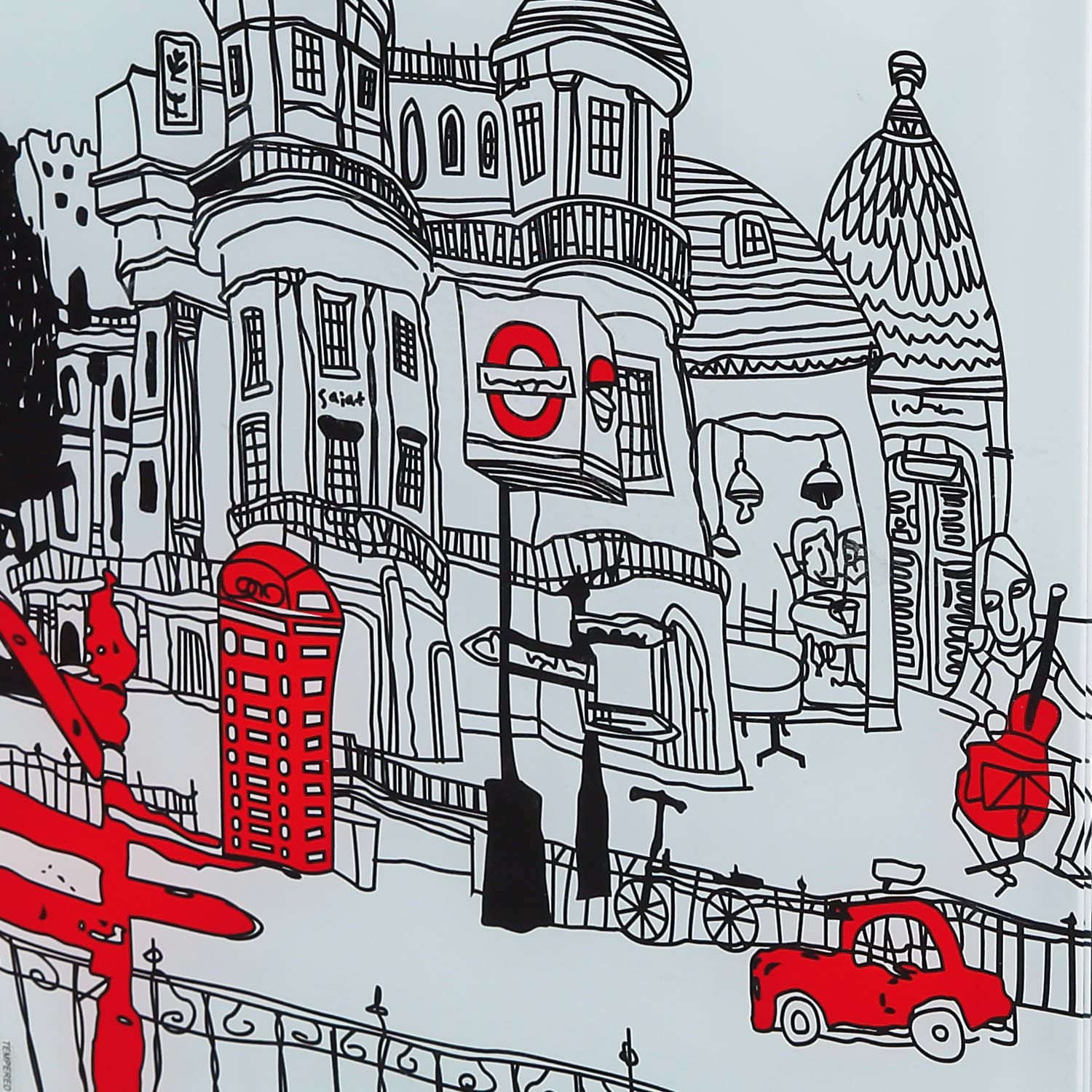 London - Tavolino comodino moderno con ruote in legno e vetro serigrafato cm 38x33,5x46h - immagine 2