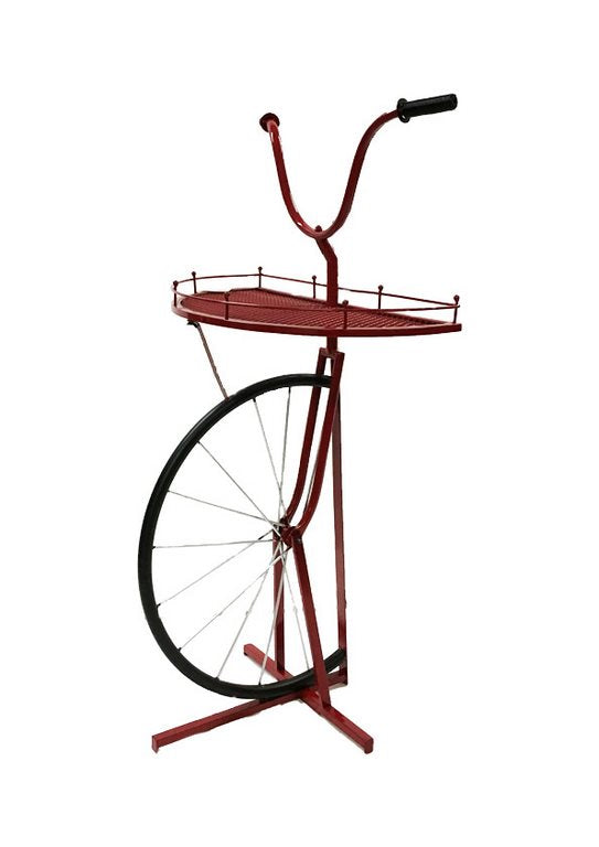 Tavolino consolle modello bici stile industrial in metallo colore rosso cm 63x42x116h