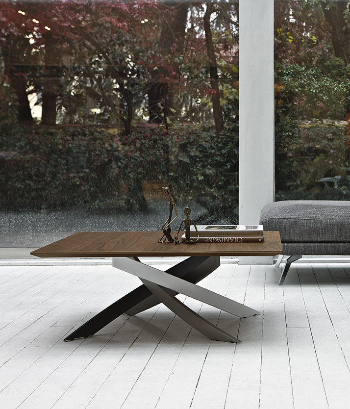 Artistico - Tavolino da salotto basso rettangolare Bontempi base in acciaio cm 120x65x40h - vari colori - immagine 2