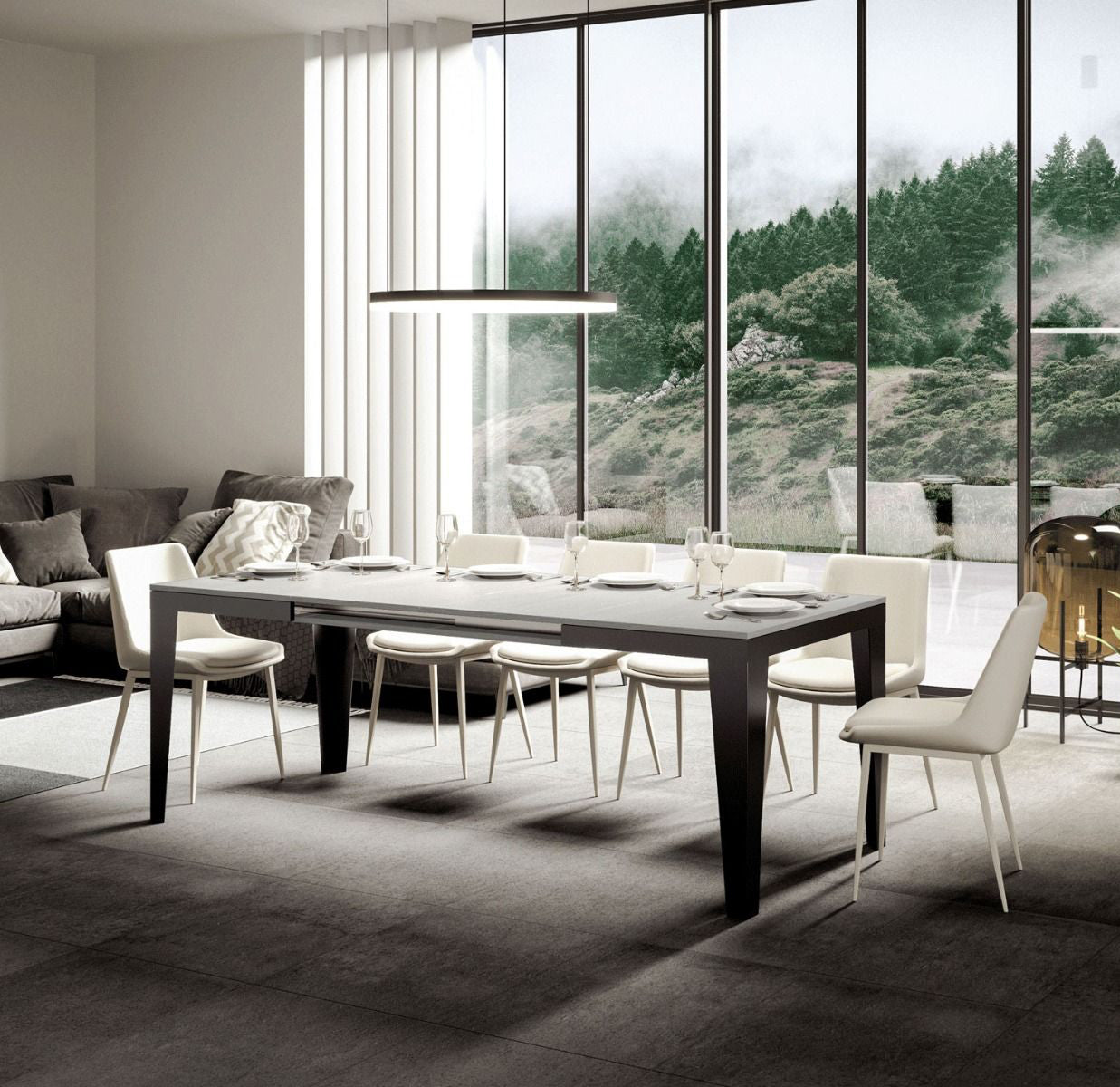 Candara Evolution - Tavolo da pranzo allungabile struttura in metallo piano bianco - vari modelli - immagine 2