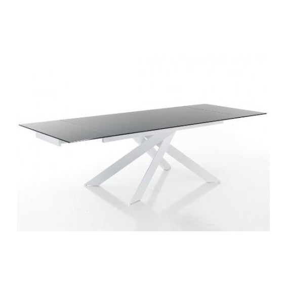 Tavolo da pranzo gambe incrociate in acciaio piano in vetro cm 160/240x90x75h - vari colori - immagine 2