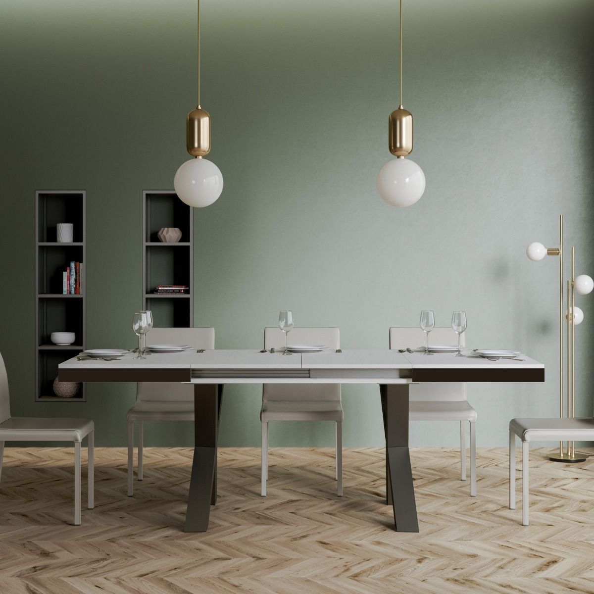 Garamond Evolution - Tavolo allungabile industrial gambe in metallo piano in legno - Vari modelli - immagine 2