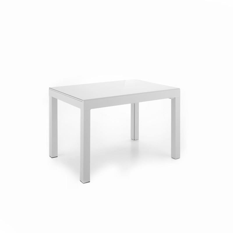 Tavolo da pranzo piano in vetro struttura in metallo bianco cm 83x120/350x75h - immagine 2
