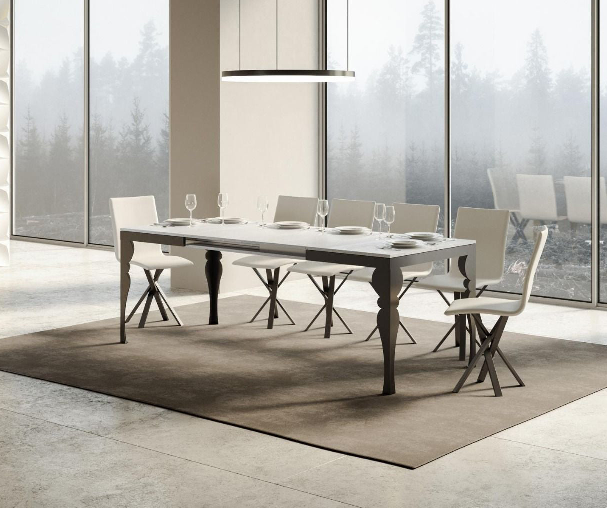 Rayan Evolution - Tavolo moderno allungabile piano bianco lucido - vari modelli - immagine 2