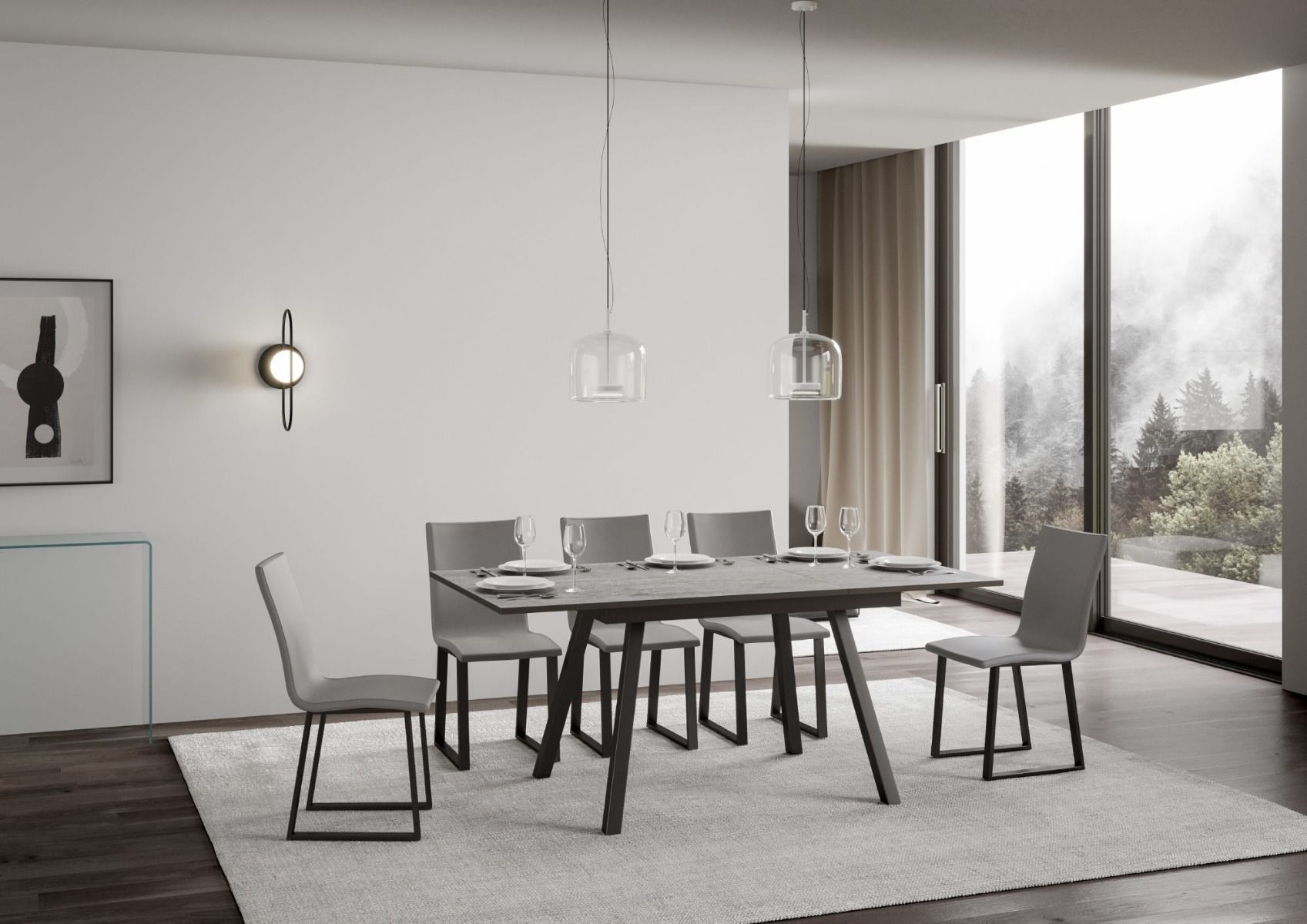 Felino - Tavolo moderno da pranzo allungabile in legno e metallo cm 120/180x90x74h - vari colori - immagine 2