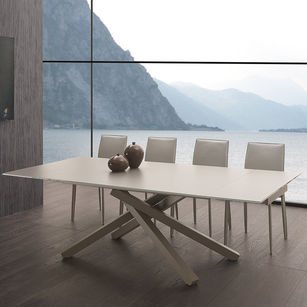 Siry - Tavolo da salotto fisso gambe in metallo piano in vetro cm 200x106x76h - vari colori - immagine 2