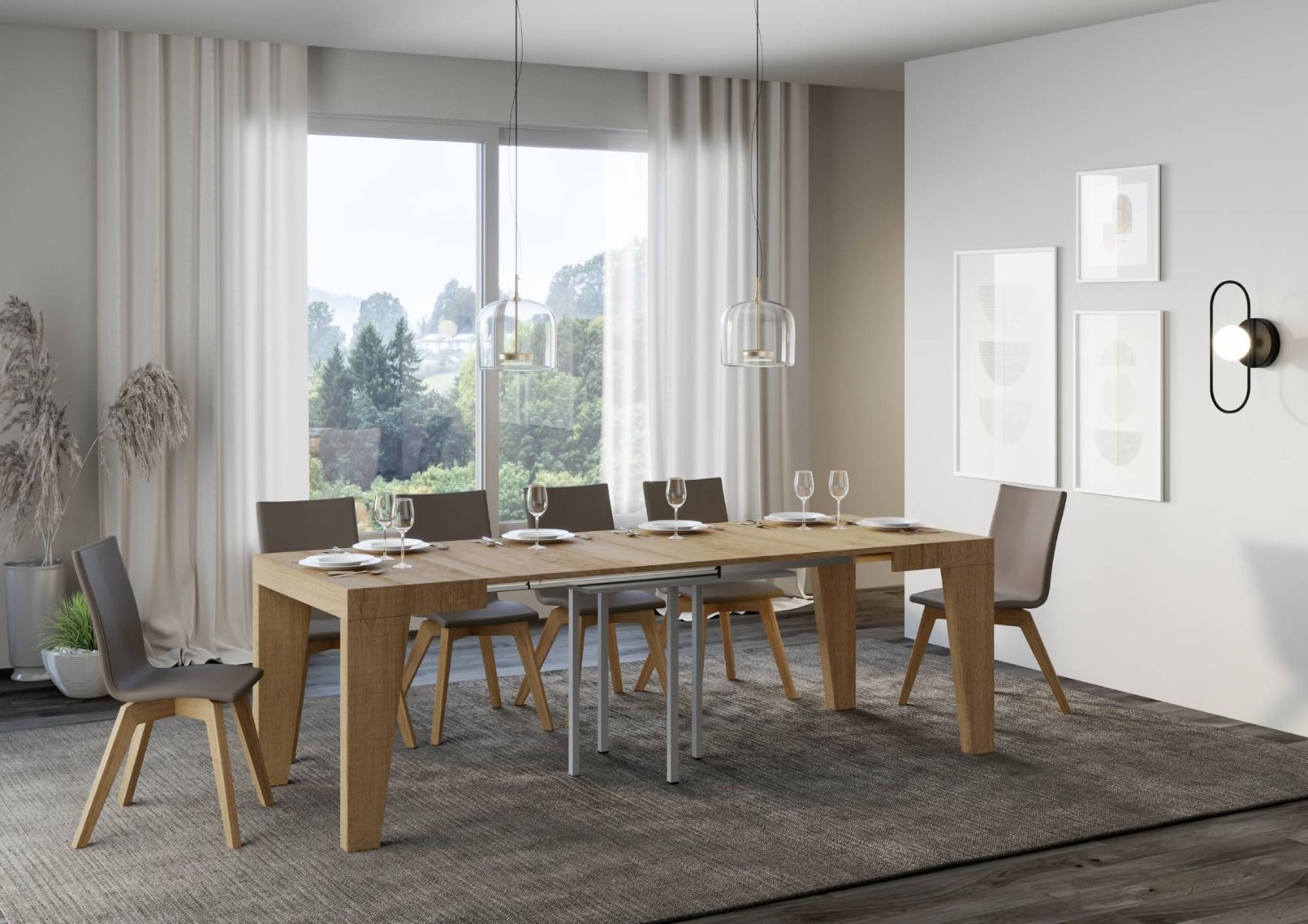 Senad - Tavolo quadrato in legno allungabile per sala pranzo cm 90/246x90x77h - vari colori - immagine 2
