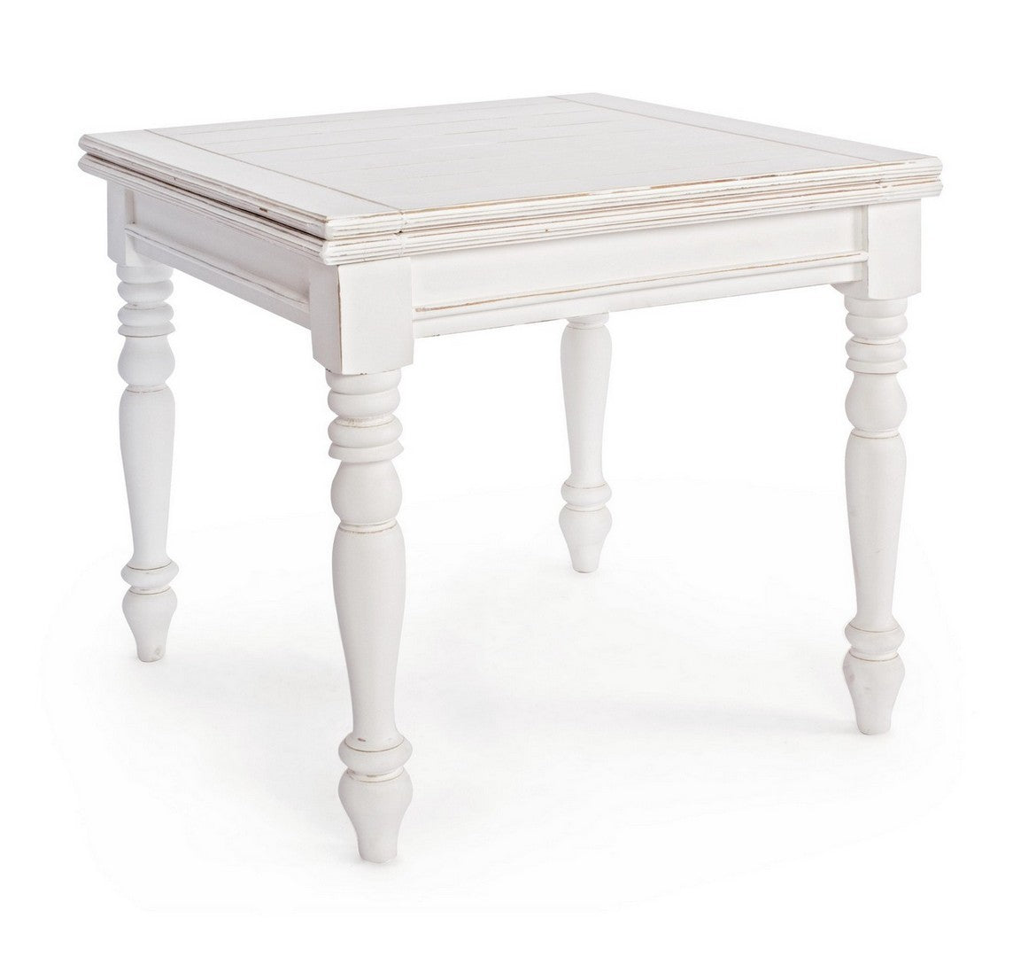 Tavolo quadrato allungabile classico in legno di mango cm 80/160x80x76h