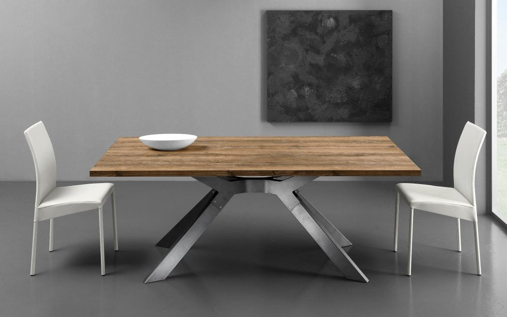 Steel allungabile - Tavolo design Eurosedia piano in legno cm 160/240x90x77h - vari colori - immagine 2