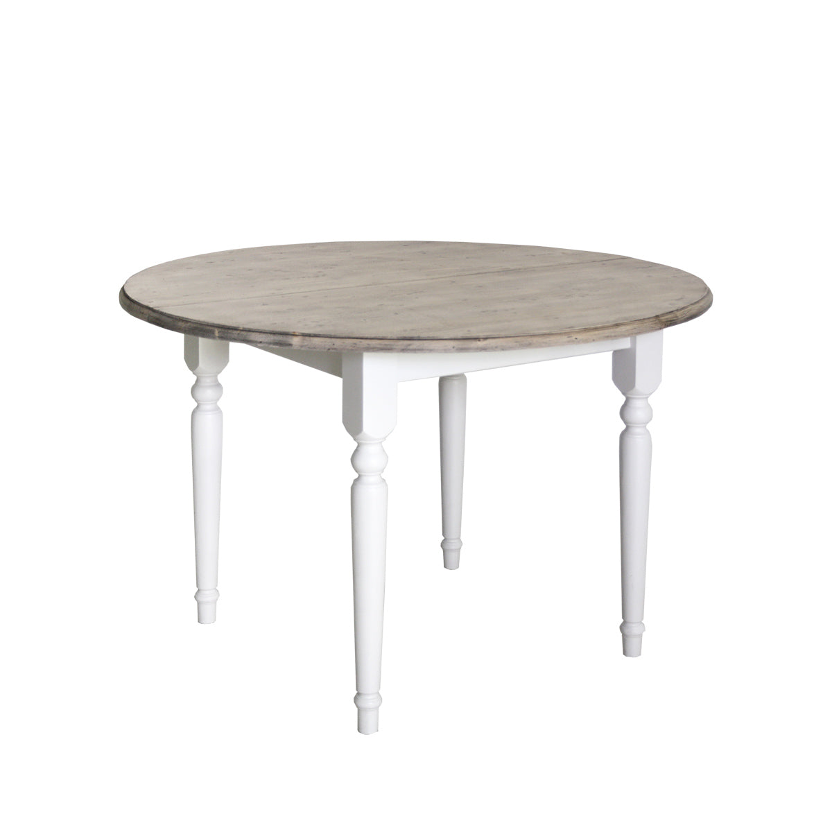 Tavolo tondo allungabile in legno di abete stile country bicolore cm 116/200x116x78h - immagine 2