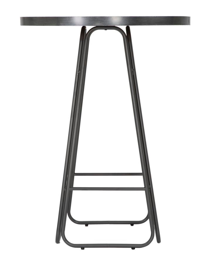 Tavolo tondo alto da bar industrial base in metallo piano in legno cm Ø 80x106h - immagine 2