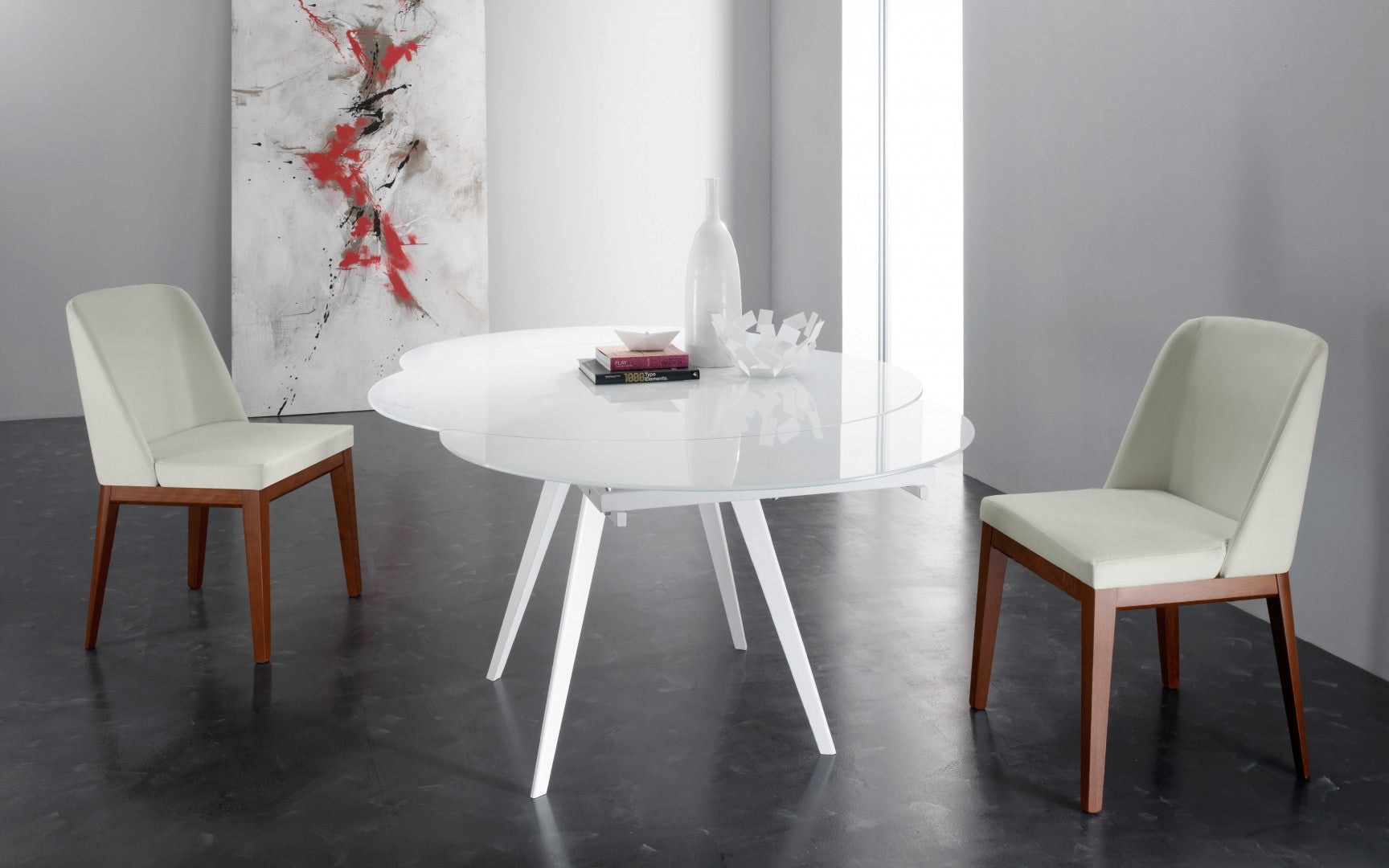 Argo - Tavolo allungabile tondo Eurosedia gambe in metallo piano in vetro cm 120/190x120x76h - vari colori