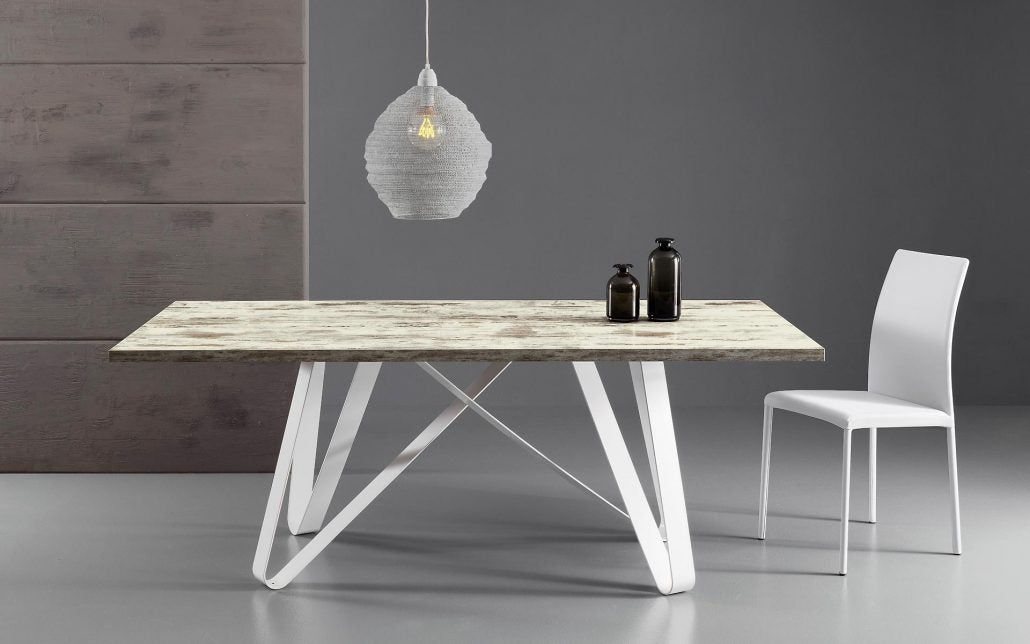 Axel allungabile - Tavolo design moderno Eurosedia in metallo e legno cm 200/300x100x77h - vari colori