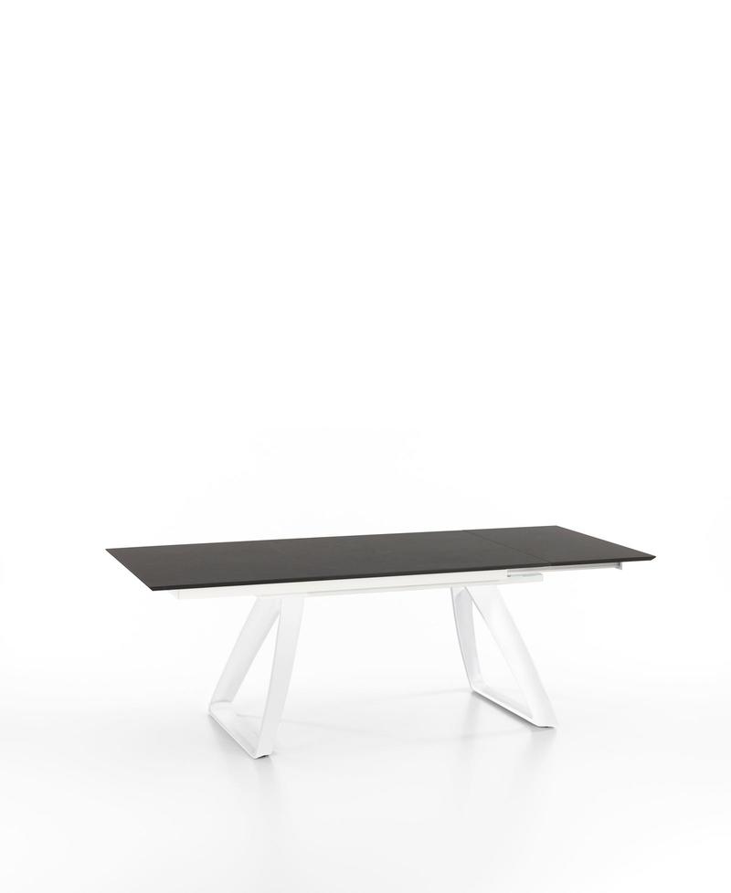 Tavolo soggiorno allungabile base in metallo bianco piano in legno grigio cm 170/270x90x76h - immagine 2