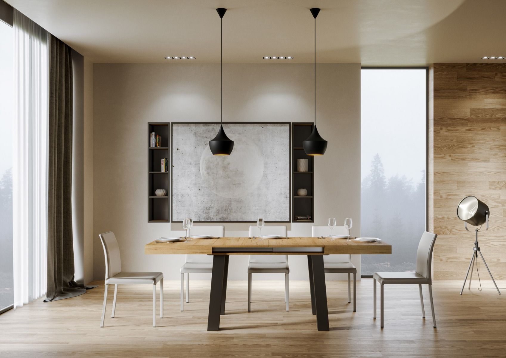 Raman - Tavolo da pranzo allungabile industrial in ferro e legno - Vari modelli - immagine 2