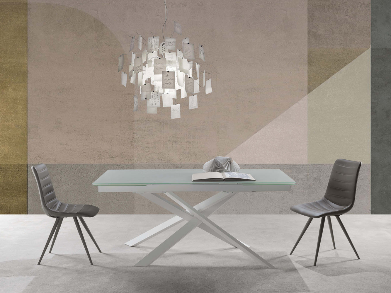 Domiziano Glass - Tavolo allungabile gambe in metallo piano in vetro cm 170/260x90x76h - vari colori