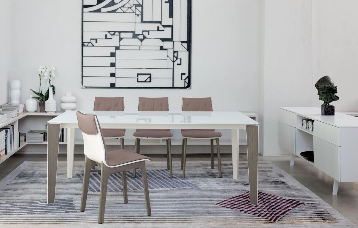 Senso - Tavolo allungabile da pranzo con 2 allunghe Bontempi con inserti cm 140/220x90x75h - vari colori - immagine 2