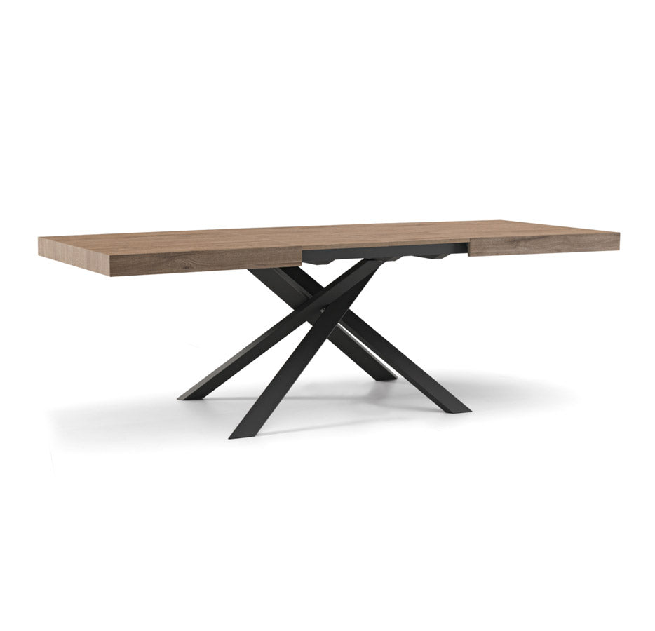 Komel - Tavolo allungabile piano in legno effetto marmo bianco gambe in metallo cm 140/220x90 - immagine 2