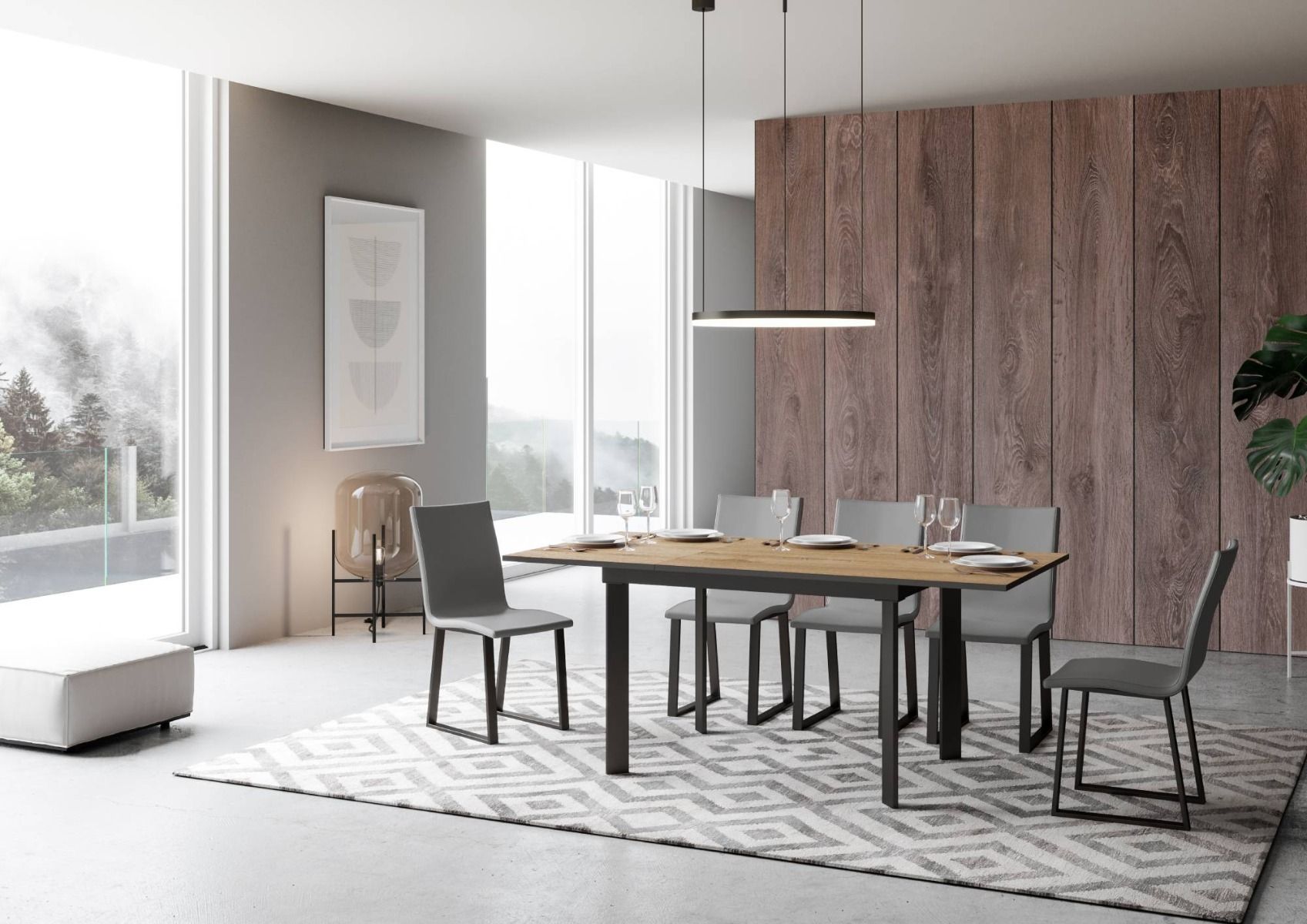 Isacco - Tavolo da cucina piano in legno gambe in metallo cm 120/180x90x74h - vari colori - immagine 2