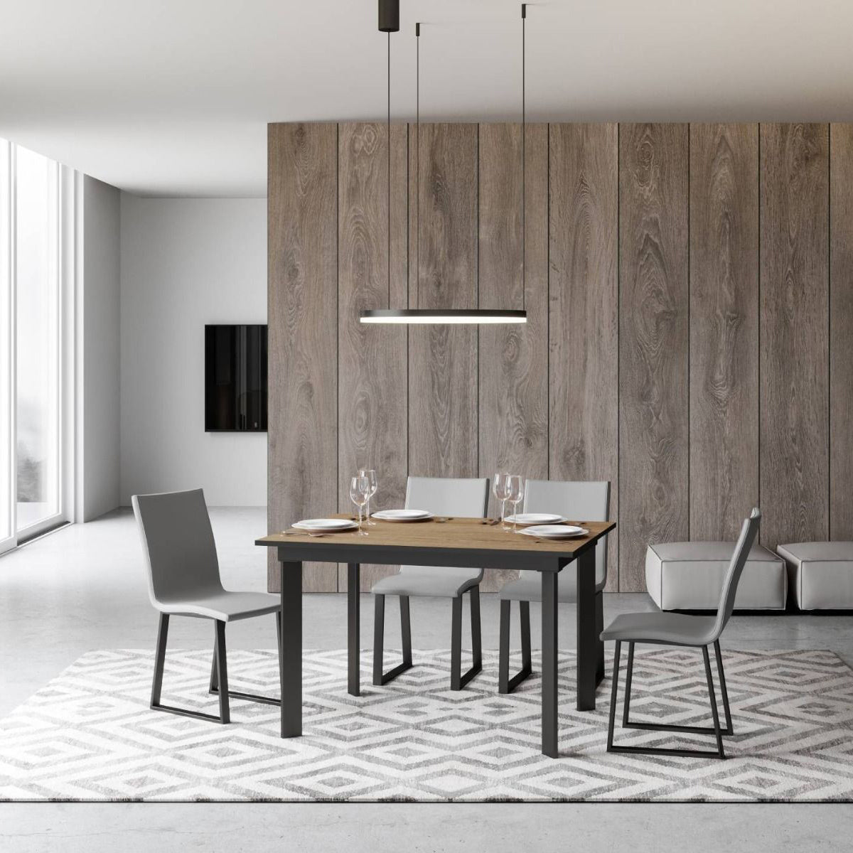 Isacco - Tavolo da cucina piano in legno gambe in metallo cm 120/180x90x74h - vari colori