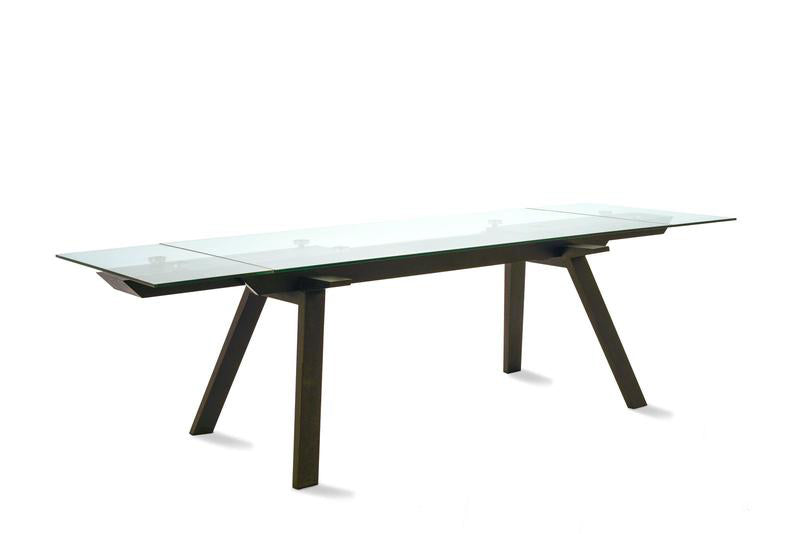 Tavolo allungabile design con piano in vetro trasparente cm 180/260x90x76h - immagine 2