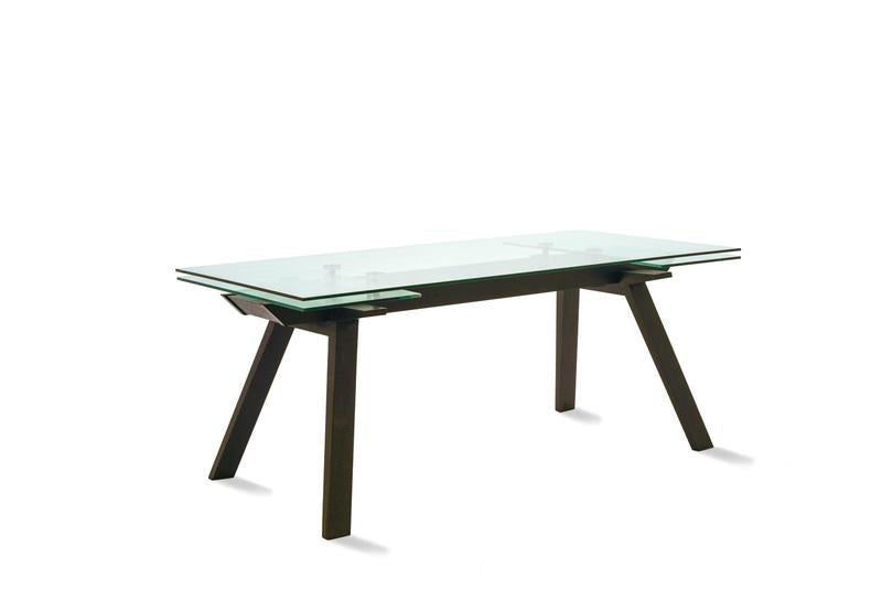 Tavolo allungabile design con piano in vetro trasparente cm 180/260x90x76h