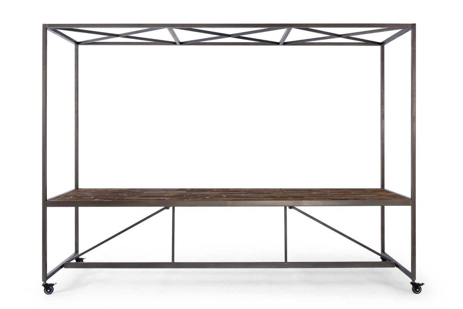 Tavolo espositore con tetto struttura in metallo piano in legno cm 300x90x210h - immagine 2