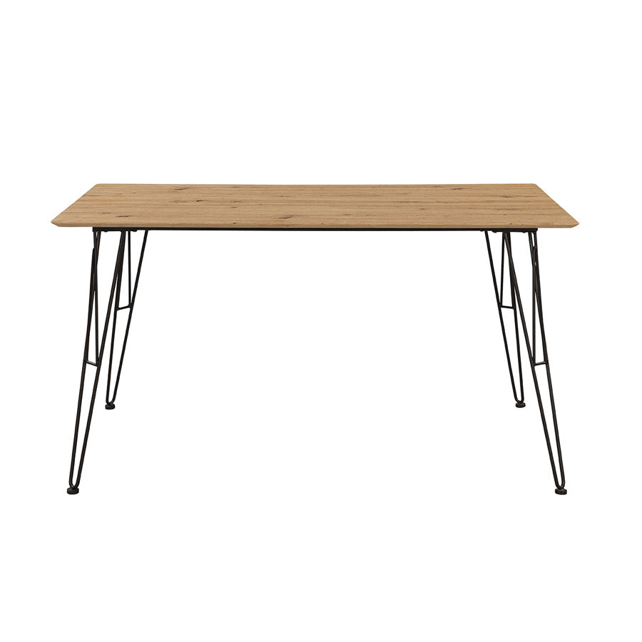 Nandiky - Tavolo stile industrial piano in legno quercia gambe in metallo cm 140x80x75h - immagine 2