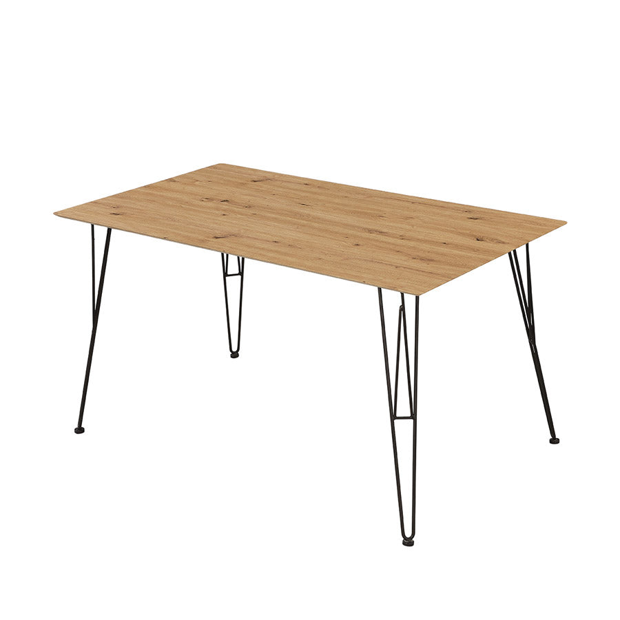 Nandiky - Tavolo stile industrial piano in legno quercia gambe in metallo cm 140x80x75h
