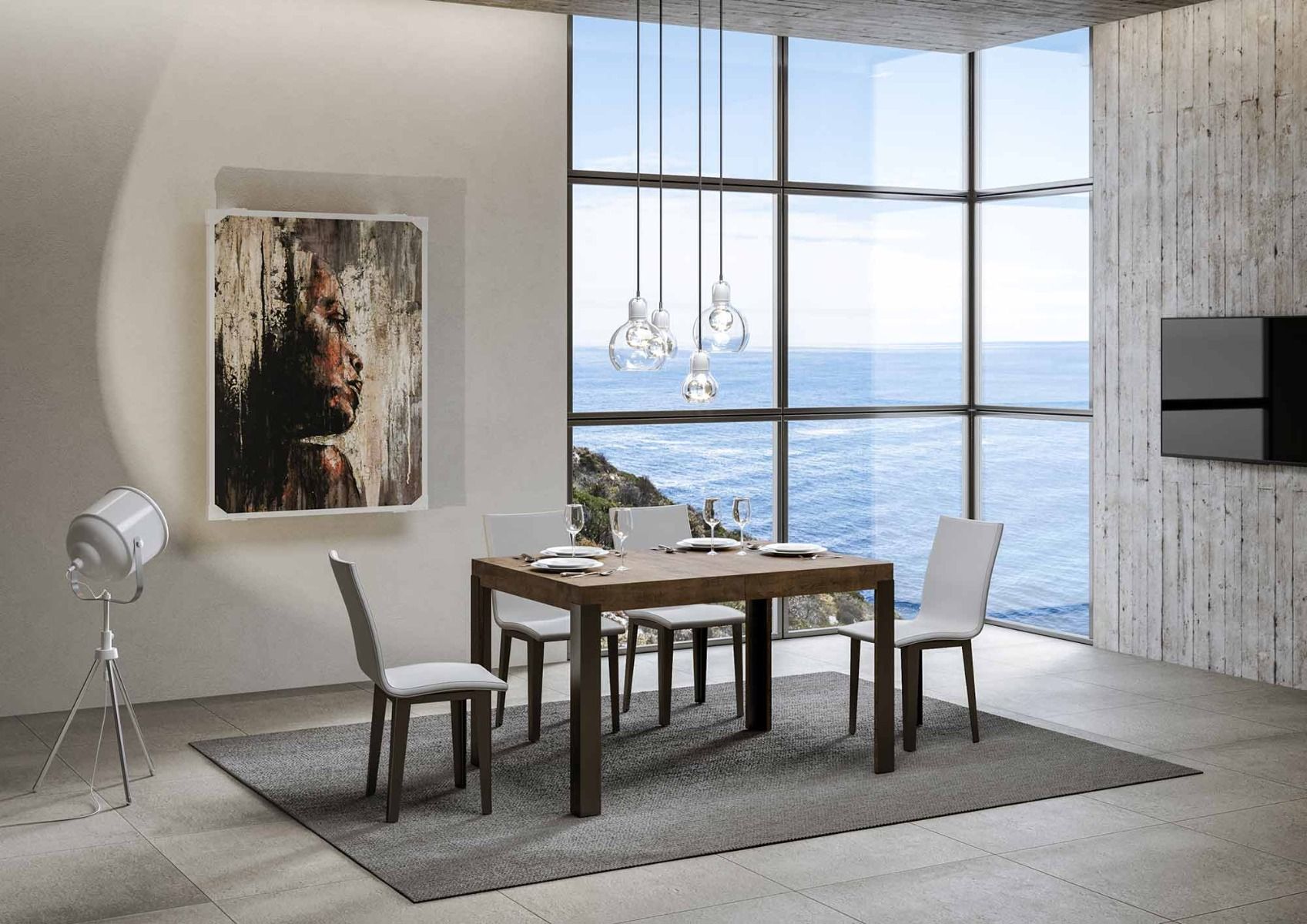 Linea fix - Tavolo fisso moderno industrial gambe in metallo piano in legno - Vari modelli - immagine 2