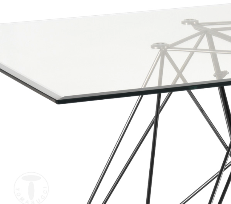 Tavolo scrivania moderno con gambe in metallo e top in vetro temperato cm 180x90x75h - immagine 2