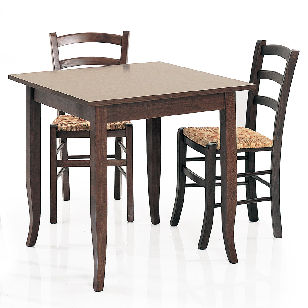 Tavolo quadrato contract classico struttura in legno massello noce cm 80x80x76h