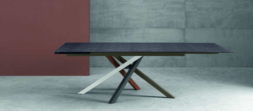 Kubo - Tavolo da pranzo allungabile Eurosedia gambe incrociate in metallo cm 180/280x100x77h - vari colori - immagine 2