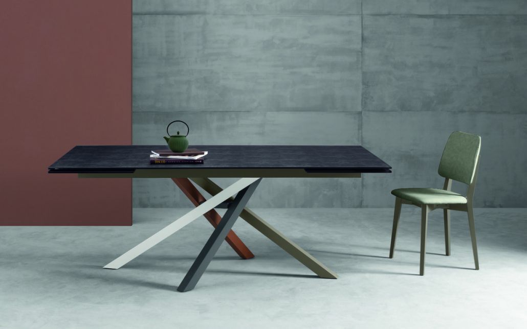 Kubo - Tavolo da pranzo allungabile Eurosedia gambe incrociate in metallo cm 180/280x100x77h - vari colori