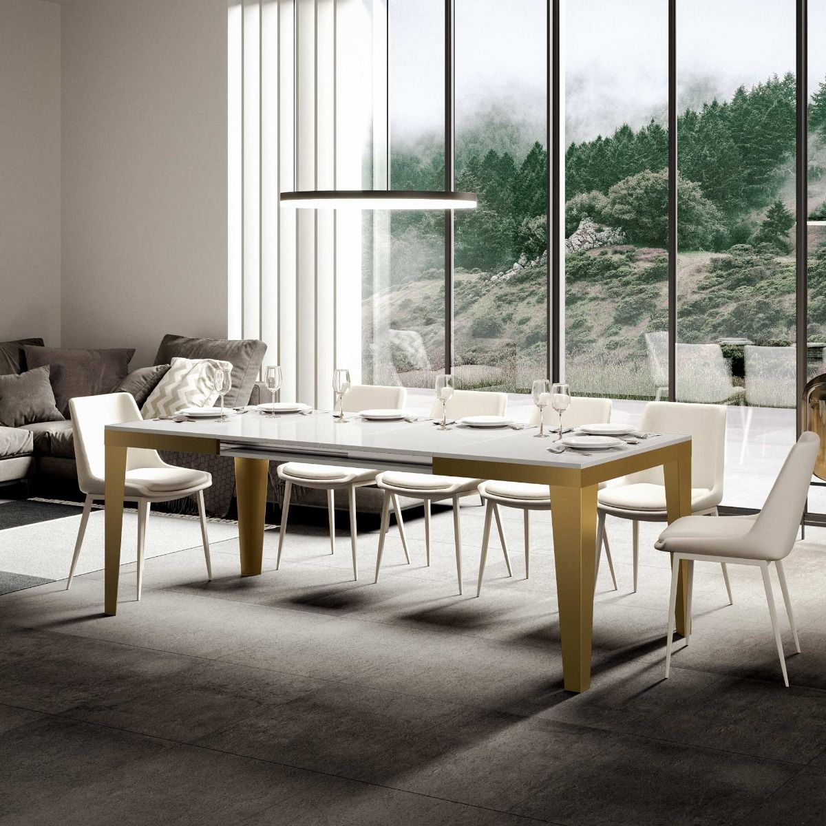 Candara Evolution - Tavolo da pranzo allungabile struttura in metallo piano bianco - vari modelli