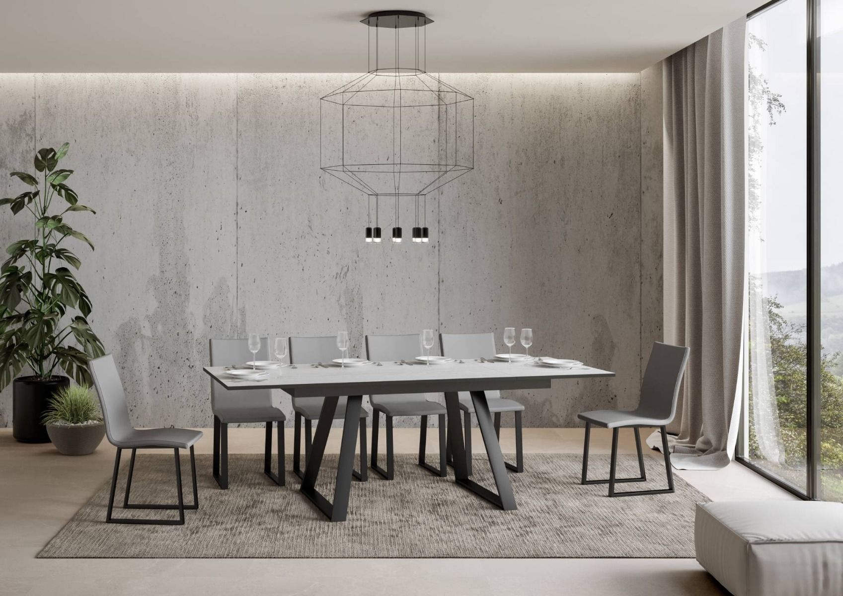 Faviano - Tavolo allungabile in legno e metallo stile industrial cm 160/220x90x74h - vari colori - immagine 2