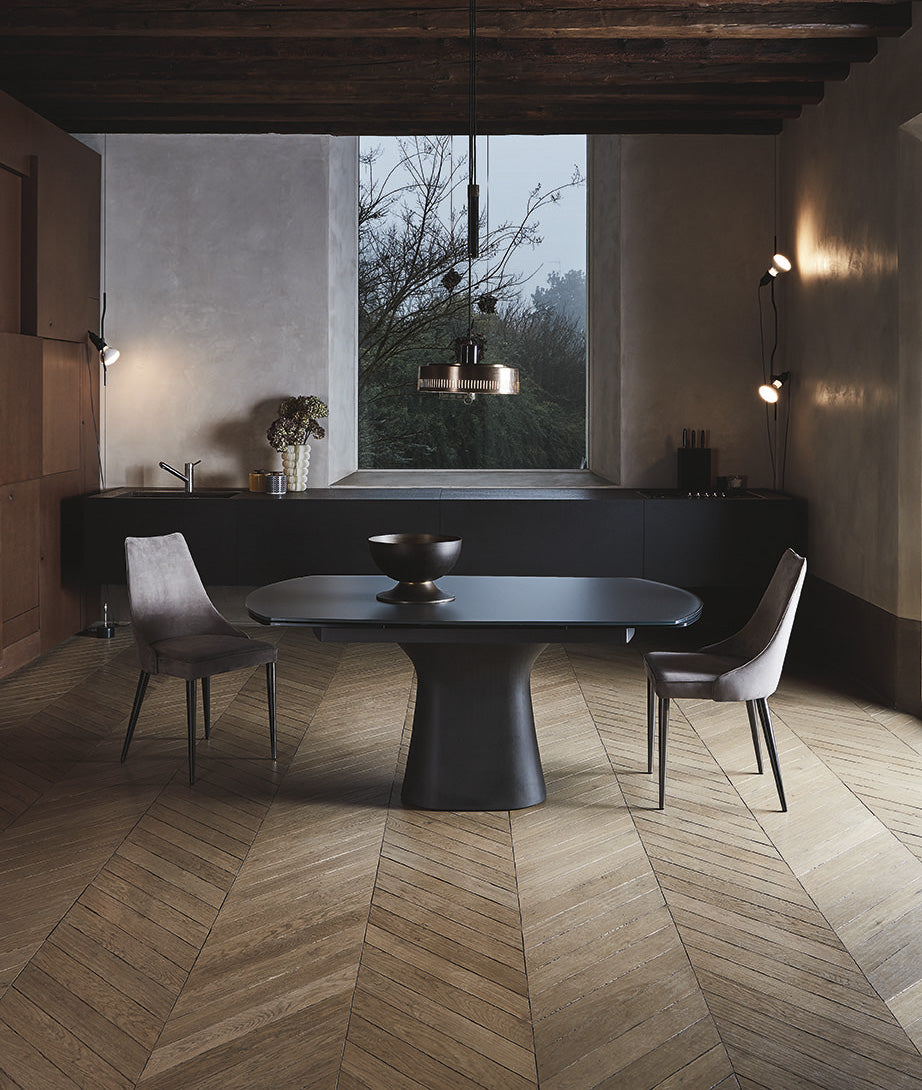 Podium allungabile - Tavolo ovale contemporaneo Bontempi basamento in cemento cm 170/250x106x75h - vari colori - immagine 2