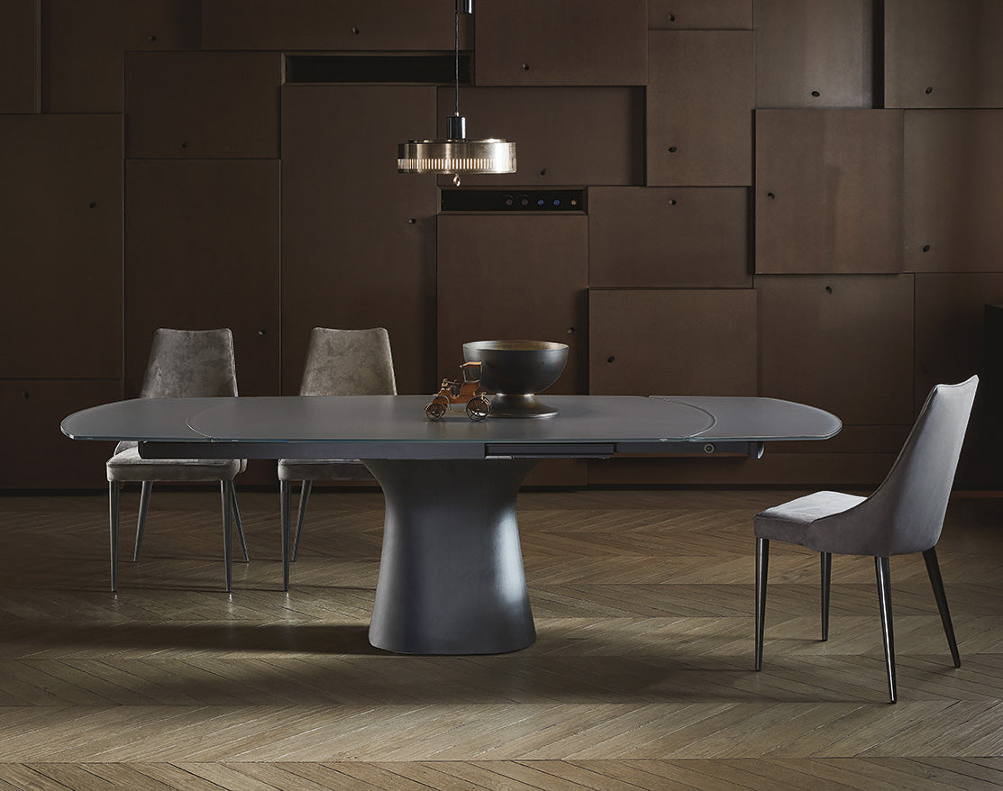 Podium allungabile - Tavolo ovale contemporaneo Bontempi basamento in cemento cm 170/250x106x75h - vari colori