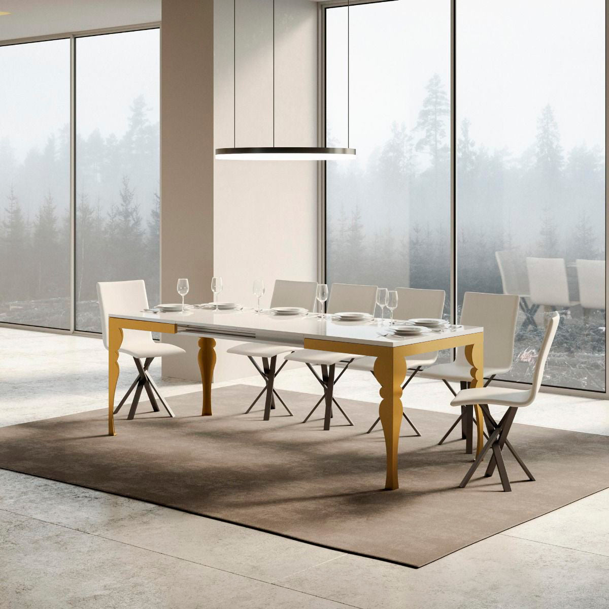 Rayan Evolution - Tavolo moderno allungabile piano bianco lucido - vari modelli